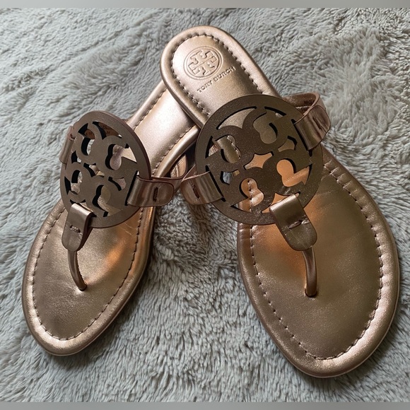 Tory Burch Miller Sandal Rose Gold RARE! 💎 - Picture 2 of 7